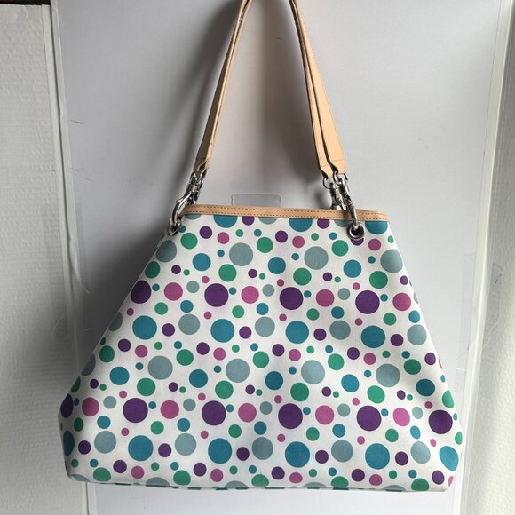 Amanda Smith Polka Dot Large tote/Shoulder Bag, Weekender, Grocery Bag in  purpl - Picture 2 of 12
